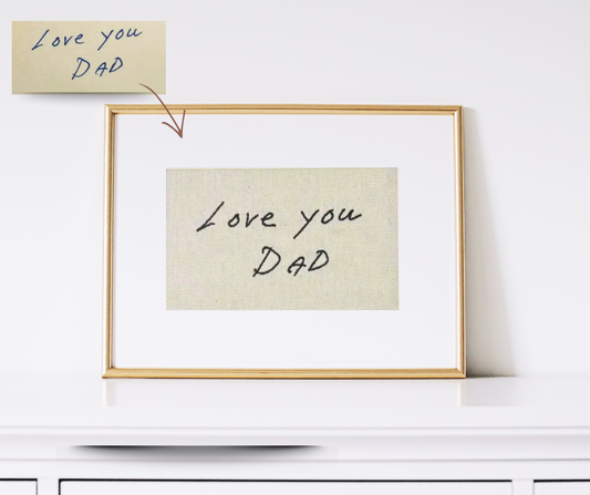 Hand-embroidered framed embroidery with personalized design, made to order